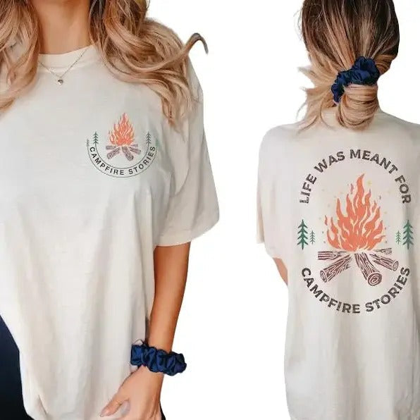 Camping Life Was Meant Campfire Stories Shirt Ideal Camping Camping Stories Pocket Love Fabric Fit T-Shirts