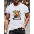 Capybara Gamer Polyester Knit Crew Neck Casual Short Sleeve Geometric Capybara Print Summer Made USA T-Shirts