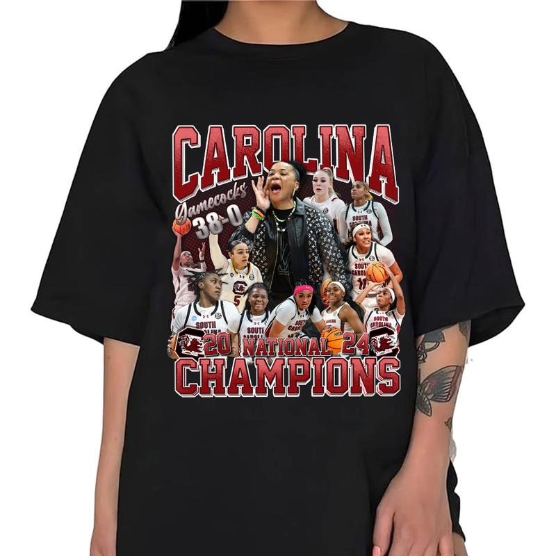 Carolina Championship National Champions South Carolina Gamecocks Basketball Player Bootleg Short Sleeve T-Shirts
