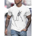 Cartoon Skeleton Playing Guitar Print Novel Casual Comfy Summer Tops Daily Activities Made USA T-Shirts