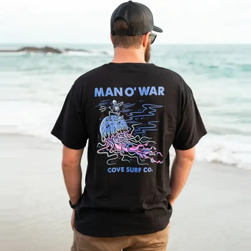 Casual Man O' War Print Menswear Top Streetwear T-Shirts