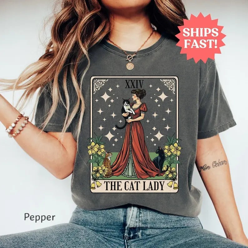 Cat Lady Tarot Card Shirt Cat Lover Mom Shirt Cat Lovers Funny Cat Shirt Cat Lovers Tarot Lover T-Shirts