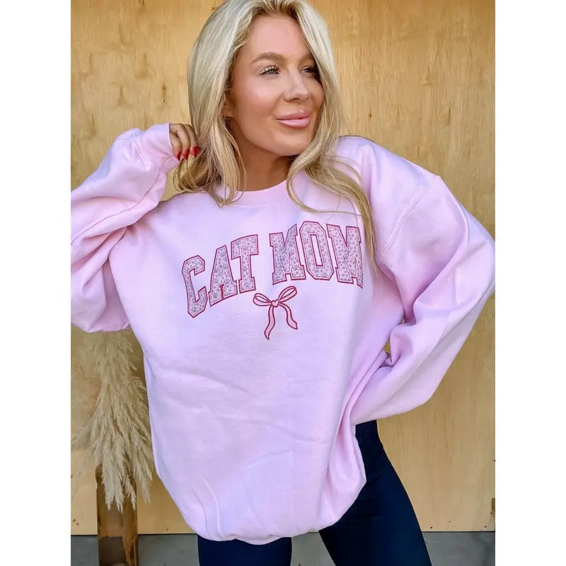 Cat Mom Bow Top T-Shirts