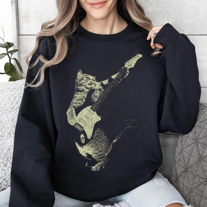 Cat Playing Guitar Funny Animals T-Shirts