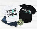 Cervical Cancer Awareness Shirt Cervical Cancer Survivor Matching Support Squad Teal Ribbon Ovarian Cancer T-Shirts