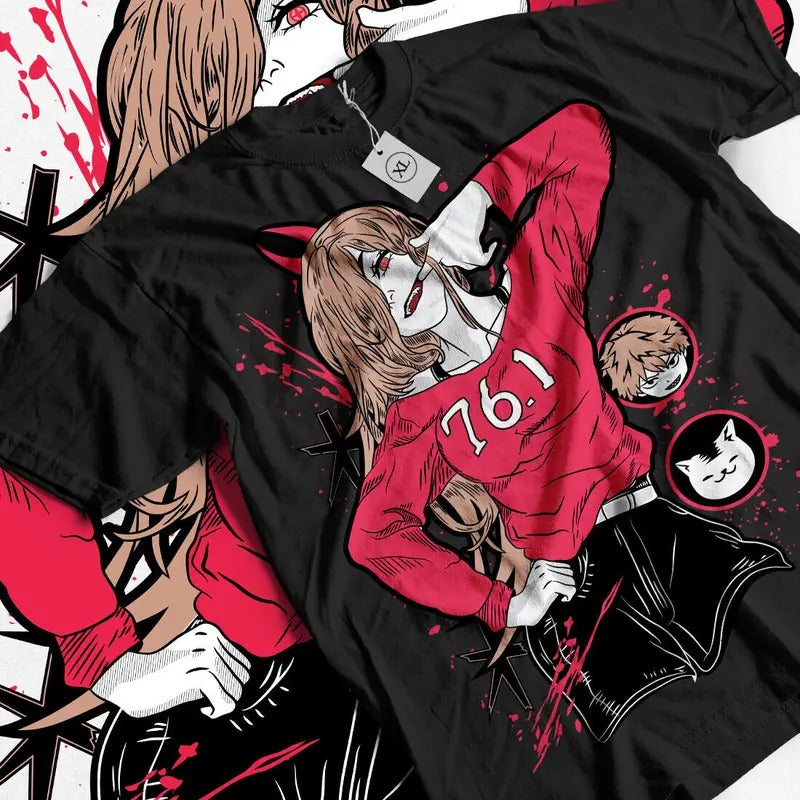 Chainsaw Man S 4XL Devil Anime Japanese Manga Chainsaw Man Denji Power Shirt T-Shirts