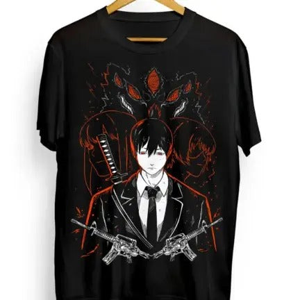 Chainsaw Man Anime Manga Denji Aki Power Black T-Shirts