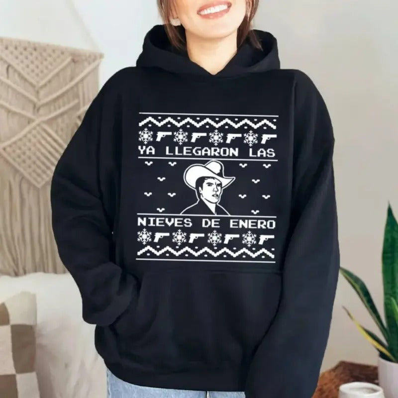 Chalino Black Crew Neck Ya Llegaron Las Bieves De Enero Ugly Shirt T-Shirts
