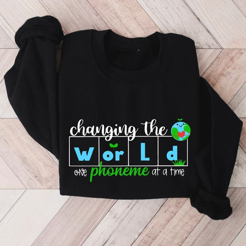 Changing World One Phoneme Time Dyslexia Teacher Teach Read Kindergarten Teacher T-Shirts