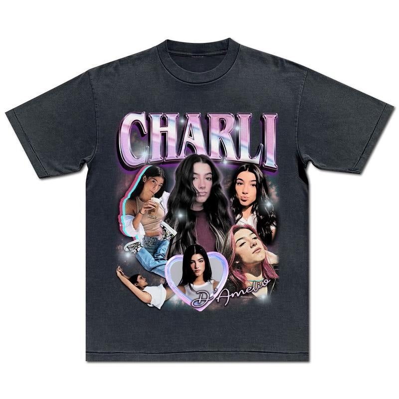 Charli D'Amelio Charli D'Amelio Vintgae 90s Charli D'Amelio 2024 Rap Hip Hop Fans T-Shirts