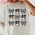 Checkered Bows & Australian Shepherd Shirt ~ Relaxed Fit Printed USA Womenswear Casual Comfort Cotton T-Shirts