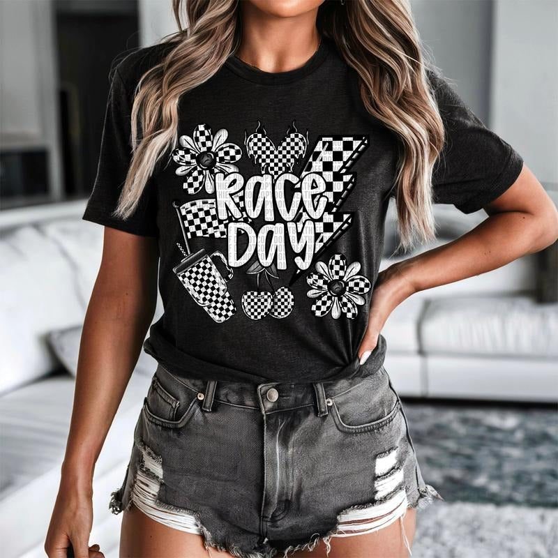 Checkered Race Day DTF Transfers THIS IS NOT SHIRT T-Shirts