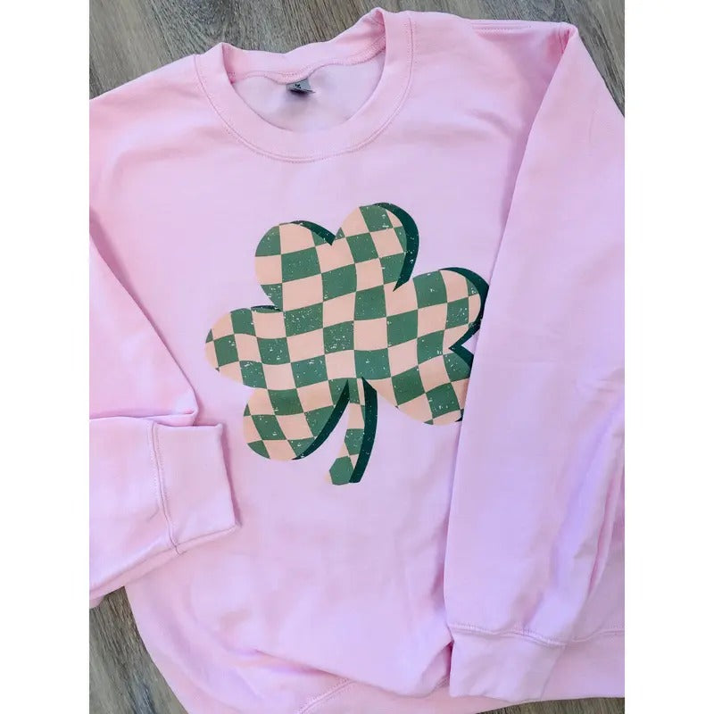 Checkered Shamrock Top T-Shirts