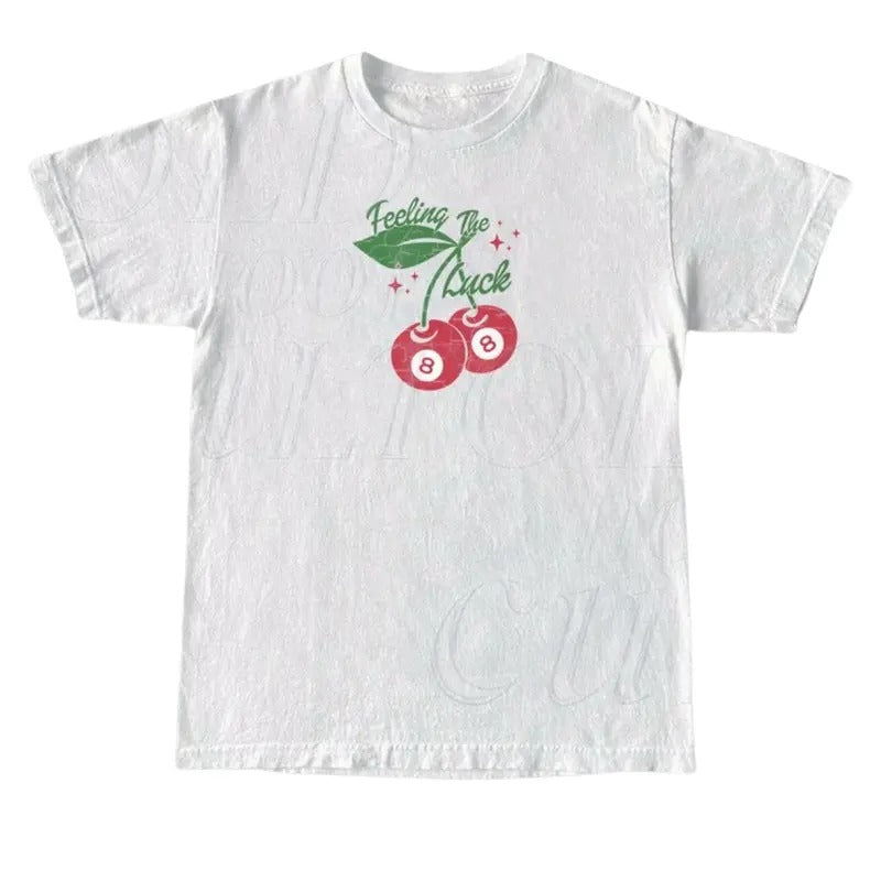 Cherry 8 Ball Feeling Luck Vintage 90s Retro Y2k Cherry 8 Ball Shirt Y2k Lucky Cool 80s Billard Y2k Top Womenswear Underwear Streetwear Lady T-Shirts