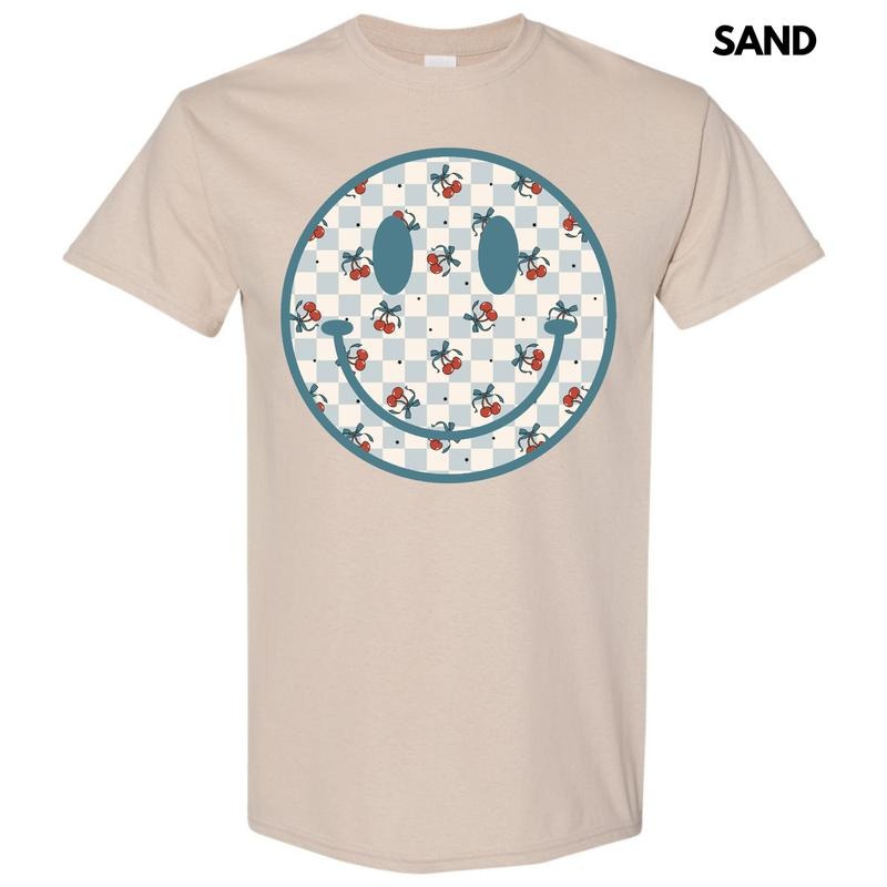 Cherry Checkered Happy Face Gildan Short Sleeve 'NLB' T-Shirts