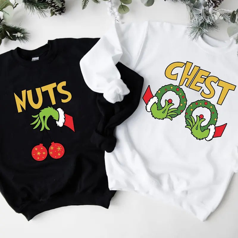Chest Nuts Couples Matching Humor Family Funny Saying Couple Party T-Shirts