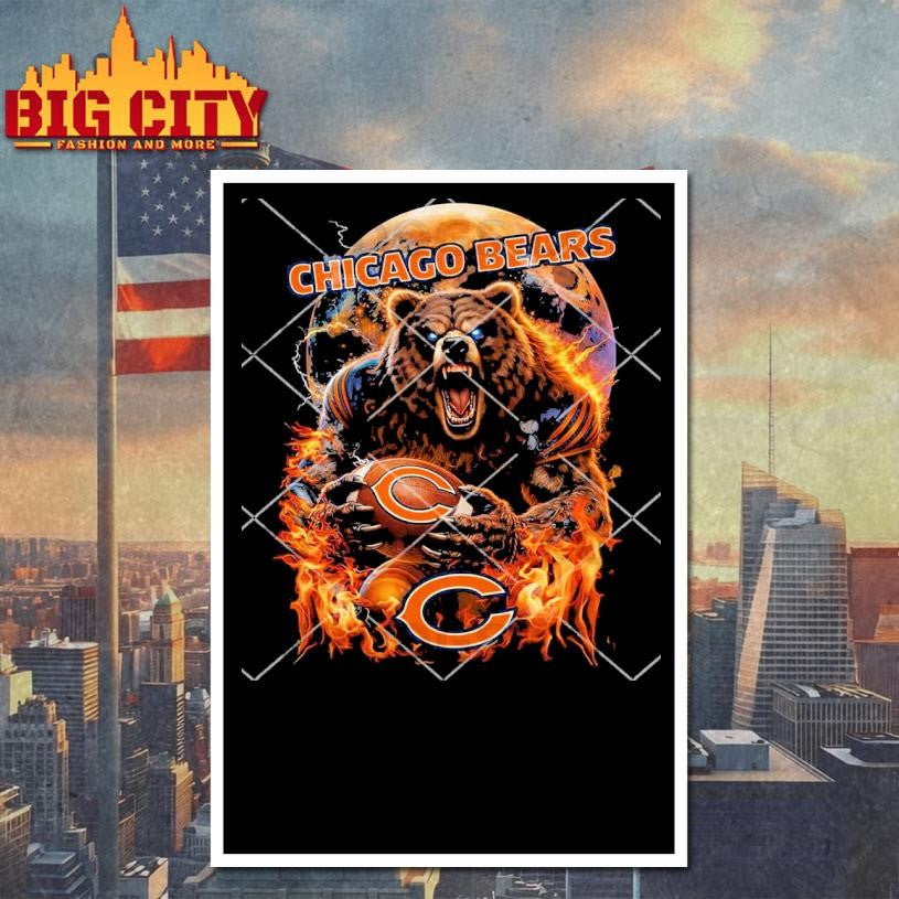 Chicago Bear Football Ferocious Fire Shirt