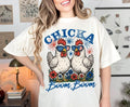 Chicka Boom Boom Shirt Funny Patriotic Chicken 4th July Humor Retro Farm Red White Blue Rooster Fireworks USA Shirt Casual Cotton T-Shirts