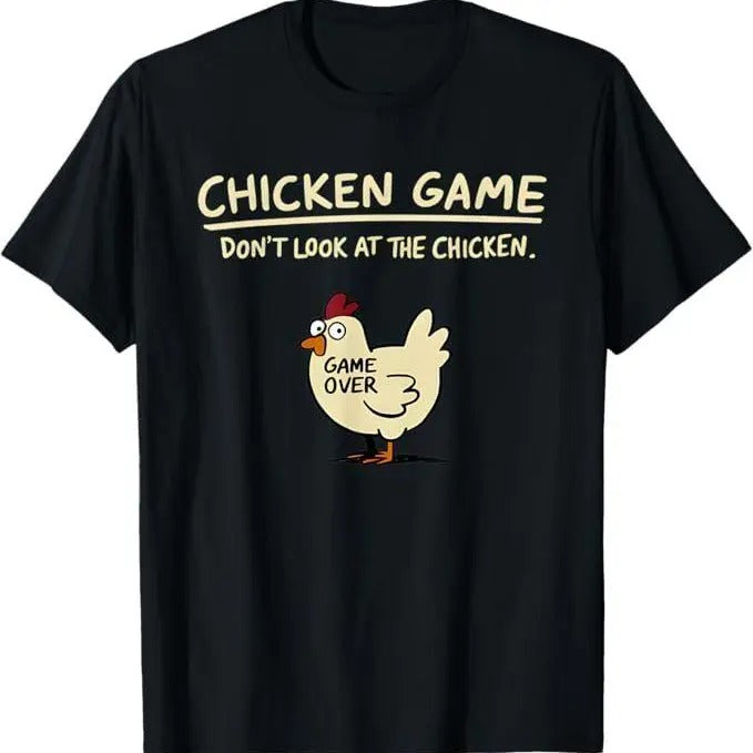 Chicken Game Don'T Chicken Funny Chicken Short Sleeve Crew Neck Pattern Casual Top Menswear T-Shirts