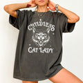 Childless Cat Shirt Printed Cat Mama Shirt Power Rights Cotton Fabric Relaxed Fit Chic T-Shirts