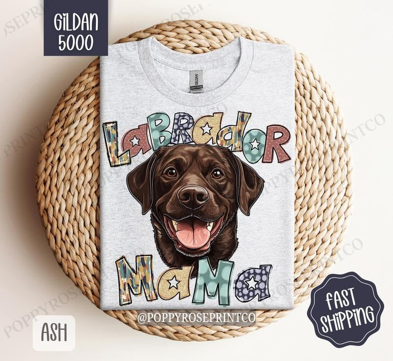 Chocolate Labrador Mama Shirt Gildan Dog Mom Cute Brown Lab Mama Plus Sizes T-Shirts