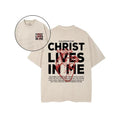 Christ Lives Me Christian Washed 2 Sided Pure Cotton Fabric Casual Streetstyle Crew Neck Short Sleeve Soft Washed Tops Perfect T-Shirts
