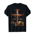 Christian 1 Cross 3 Nails 4 Bestowing Christ 100% Cotton Crew Neck Casual Short Sleeve Knit Fabric Top Heat Transfer Print Regular Fit Made USA T-Shirts