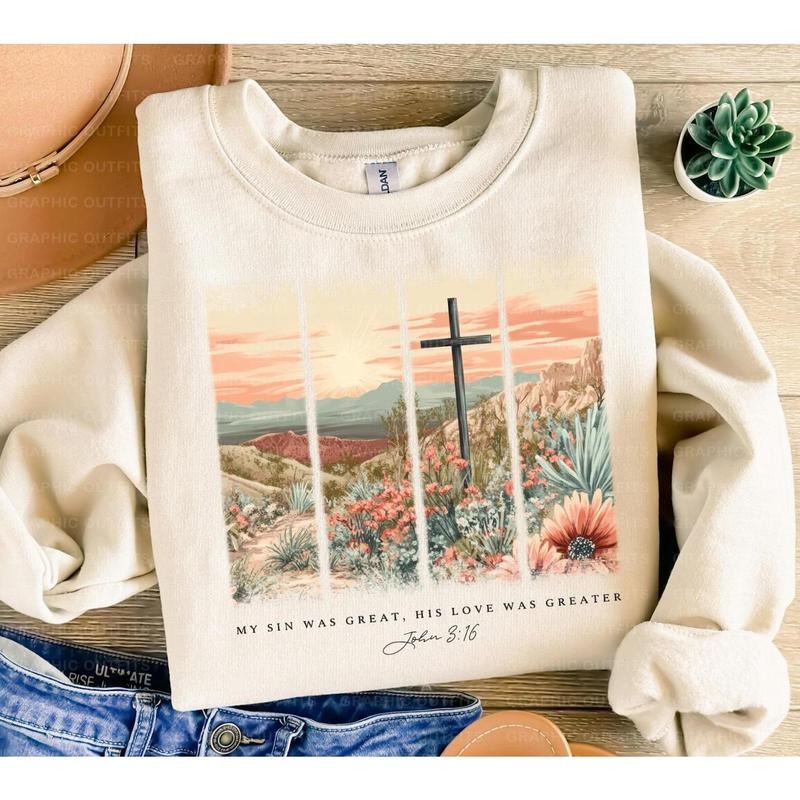 Christian Easter Cross Shirt My Sin Was Great His Love Was Greater Shirt Bible Verse Shirt Easter Shirt Boho Floral Easter Shirt T-Shirts