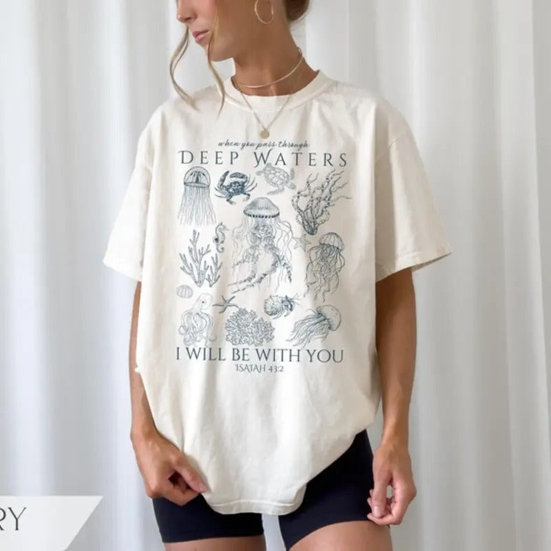 Christian Ocean Animal Shirt Coastal Sea Life Beachy Scripture Jesus Bible Verse Shirt Faith T-Shirts
