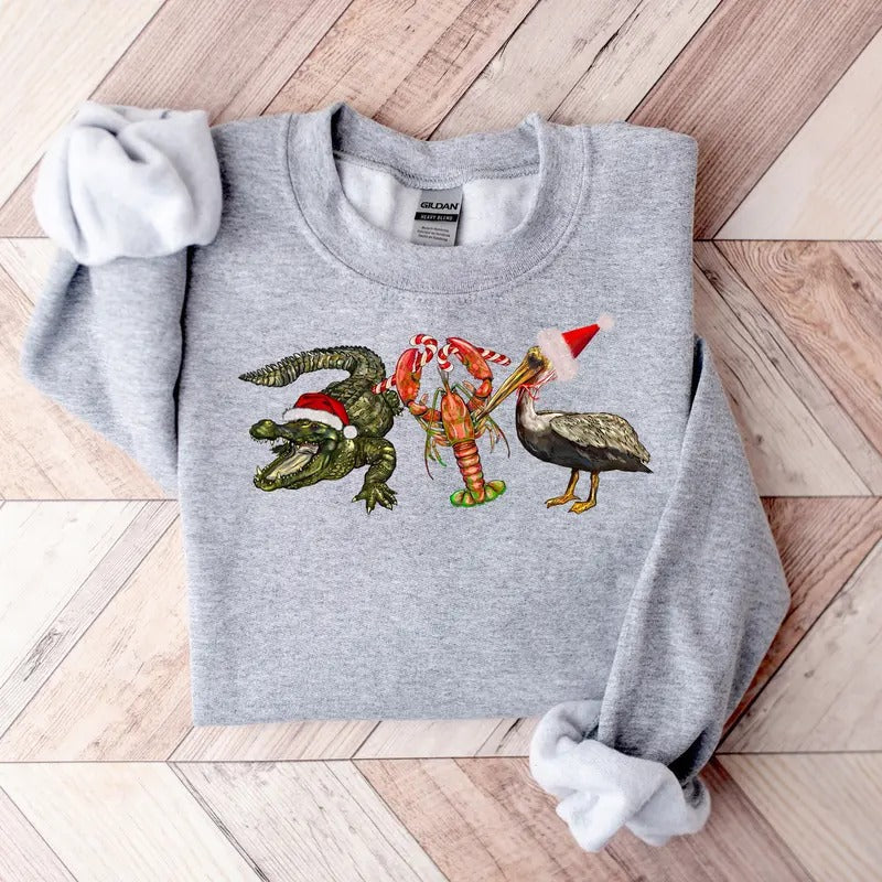Alligator Pelican Crawfish New Year Shirt Animal Lover Shirt Casual Classic Collar Cotton T-Shirts