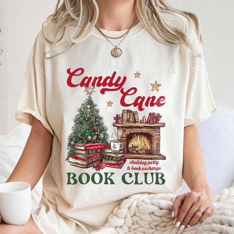 Bookish Shirt Candy Cane Santa Shirt Book Lover Bookish Shirt Book Club T-Shirts
