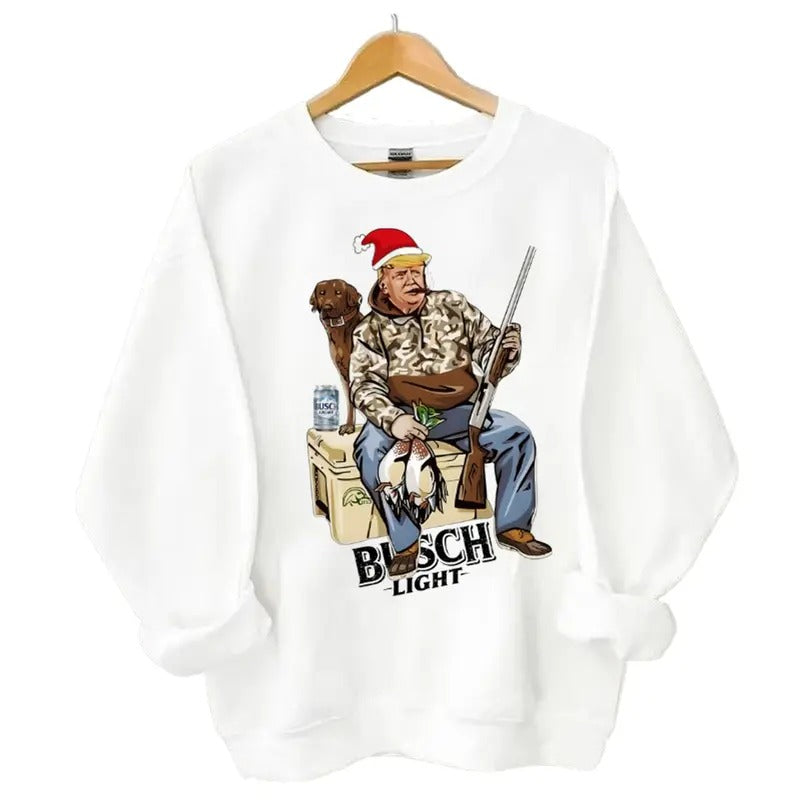 Busch Light Tr4mp Hunting Ducks Xmas Tr4mp Santa Claus Classic Cotton T-Shirts
