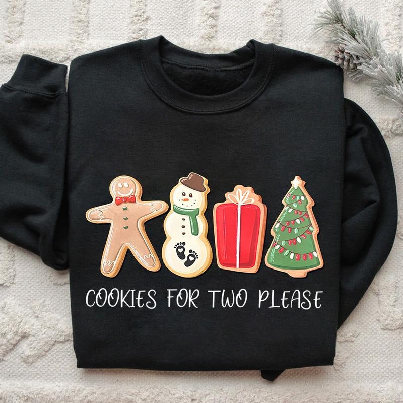 Cookies Two Please Shirt Pregnancy Announcement Pregnancy Reveal Maternity T-Shirts
