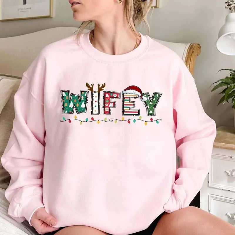 Couple Matching Wifey Hubby Printed Mr Mrs Jumper Fabric Womenswear T-Shirts