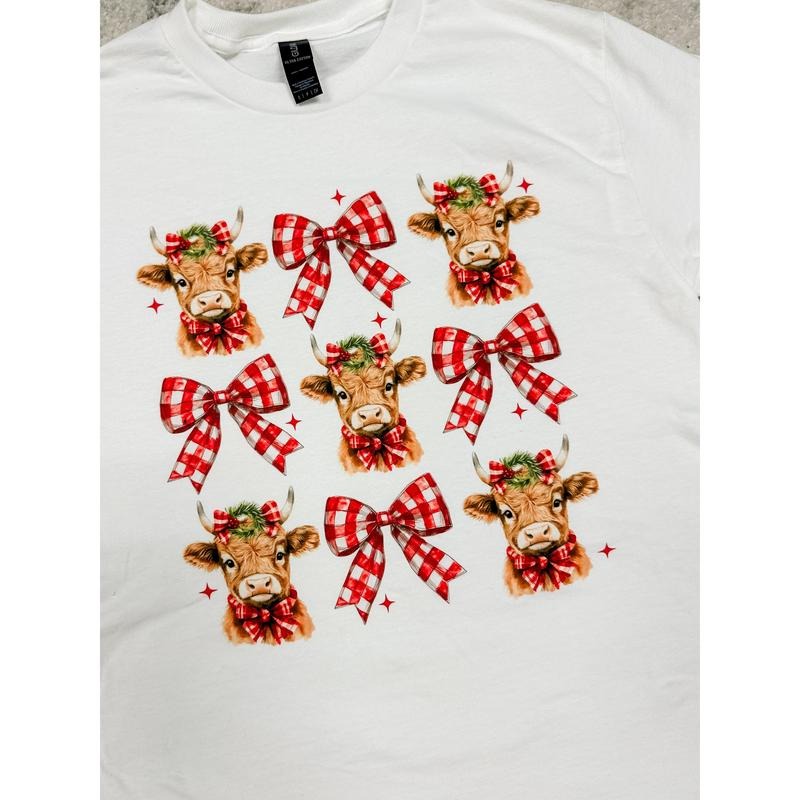 Cow Bow Top T-Shirts