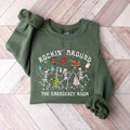 ER Nurse ER Nurse Shirt Rockin' Around Skeleton Er Tech Shirt Emergency Department Nurse T-Shirts