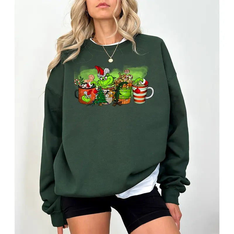 Grinchmas Coffee Grinchmas Coffee Cup Shirt Retro Coffee Shirt Funny Grinchmas Family T-Shirts