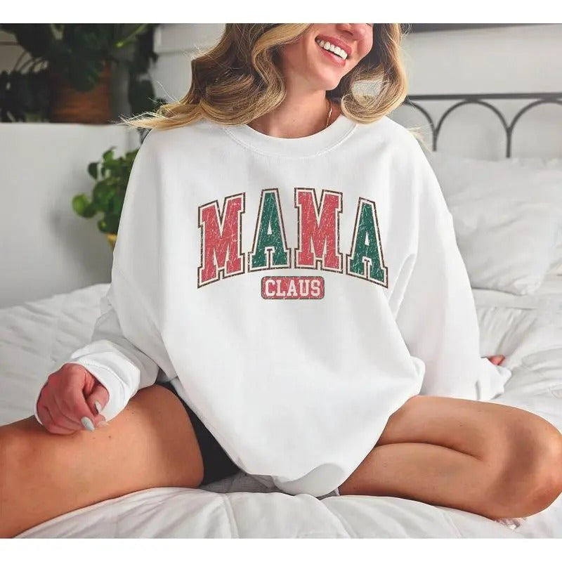 Mama Claus Retro Cotton Mom Him Her T-Shirts