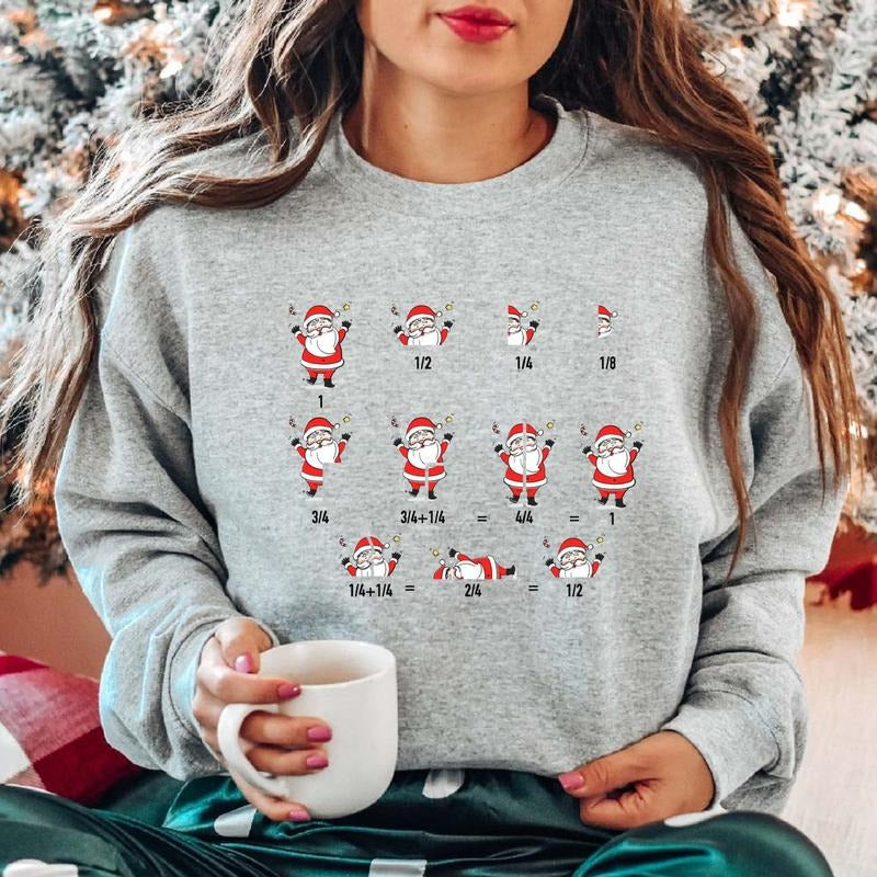 Math Teacher Equation Santa Matching Xmas School Party Long Sleeve Math Teacher Mathematic Lover T-Shirts