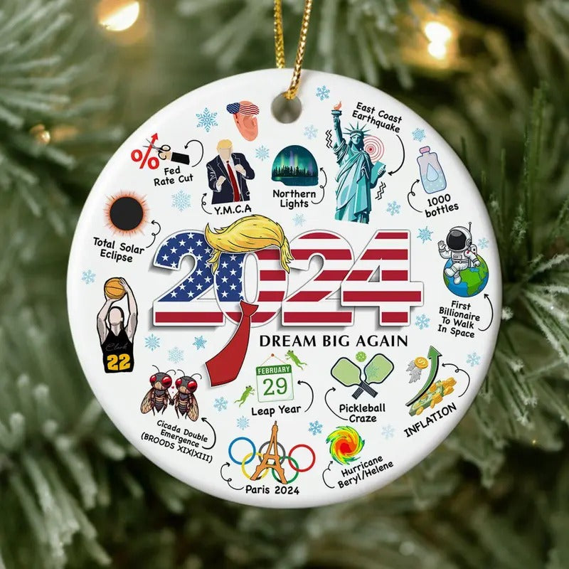 Ornaments 2024 Funny Hot Topics Year Review Ceramic Ornament T-Shirts