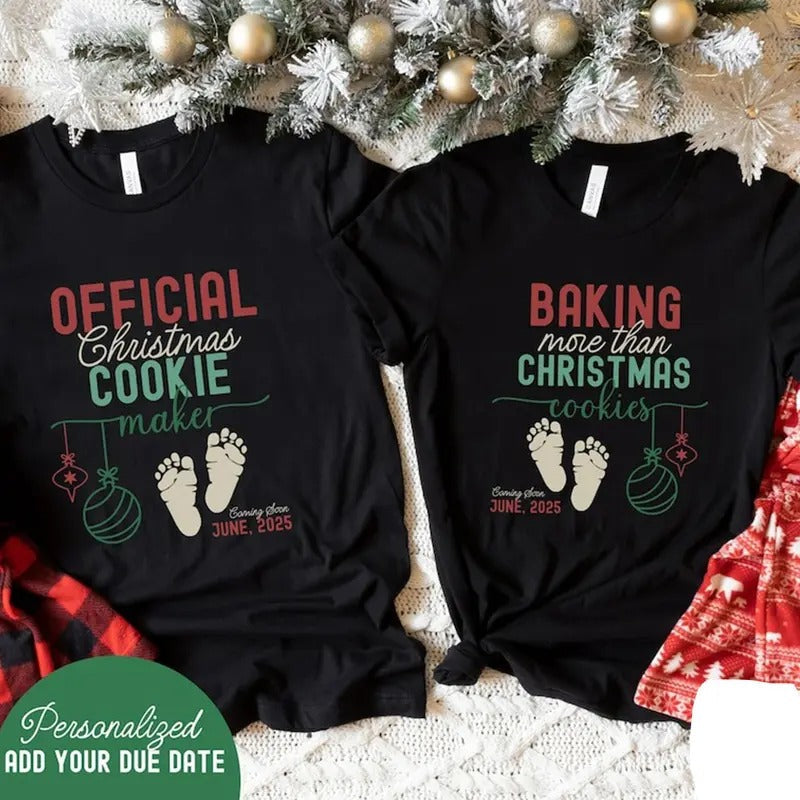 Pregnancy Announcement Shirt Couple Baking More Than Cookies Personalized Pregnancy Reveal Funny Pregnancy Reveal T-Shirts