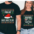 Pregnancy Announcement Shirts Feliz Navidad Shirt Baby Reveal Ideas Matching Couples Ugly T-Shirts
