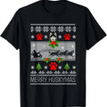 Siberian Husky Dog Husky Ugly Merry Huskymas T-Shirts