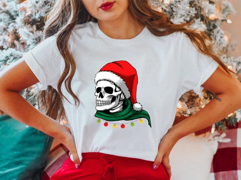 Skull Shirt Matching Family 2023 Horror Celebration X Mas Party Skull Shirt T-Shirts
