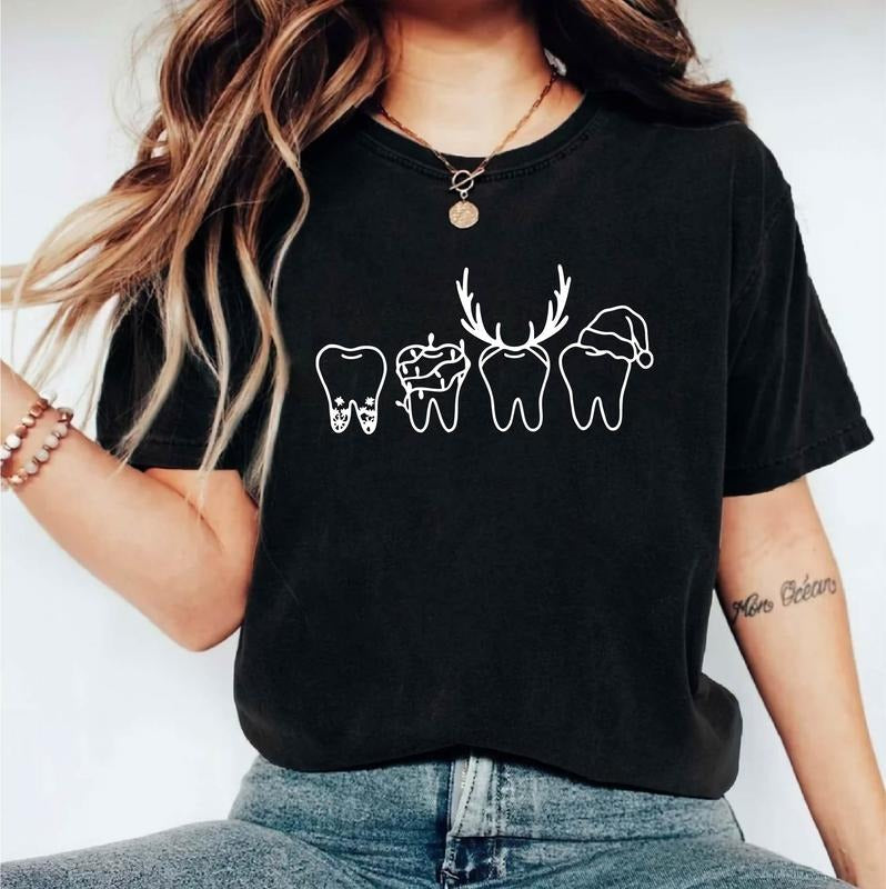 Teeth Dentist Shirt Merry Santa Tooth Dentist Student Shirt Dental Squad T-Shirts