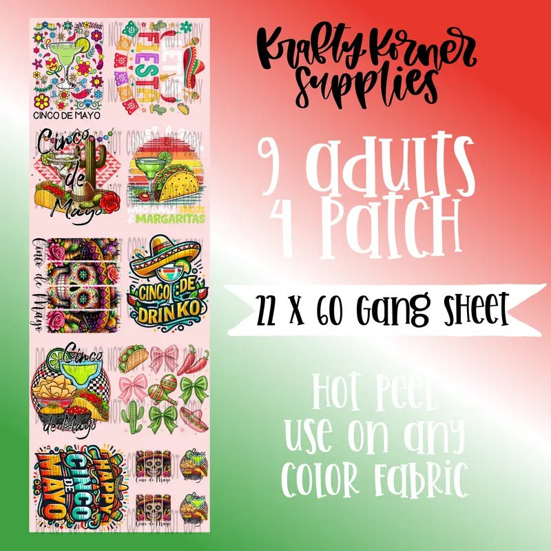 Cinco De Mayo DTF Transfer Gang Sheet 22 X 60 T-Shirts