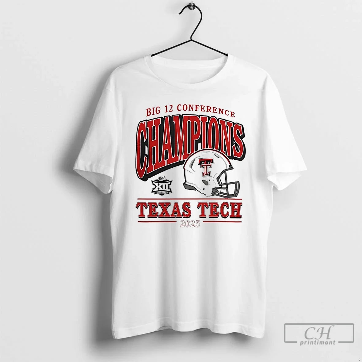 Classic 2025 Big 12 Conference Champions Texas Tech Red Raiders Helmet T-Shirts