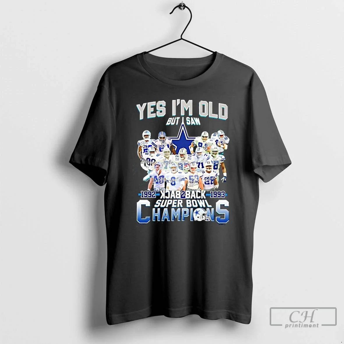 Classic Dallas Cowboys Yes Im Old But I Saw Back 2 Back 1992 1993 Super T-Shirts