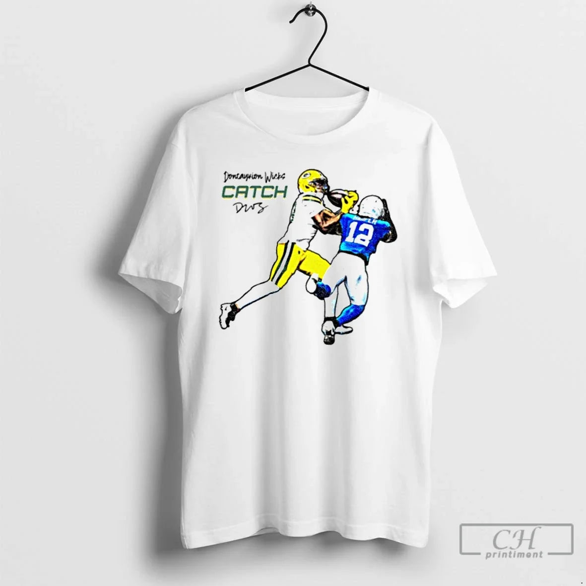 Classic Dontayvion Wicks Catch Green Bay Packers Vs Lions Detroit Signature T-Shirts