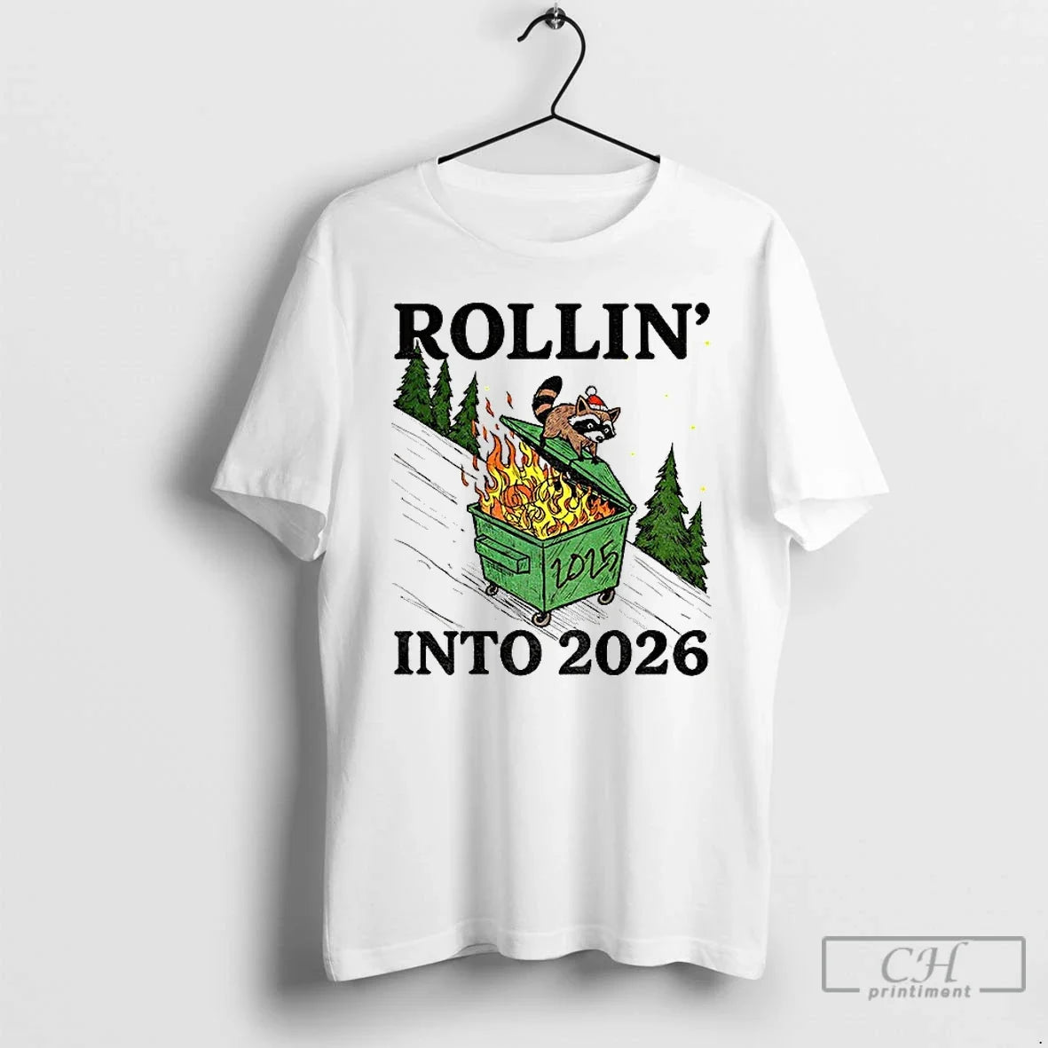 Classic Funny Raccoon Feral Rollin 2026 Happy New Year T-Shirts